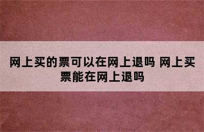 网上买的票可以在网上退吗 网上买票能在网上退吗